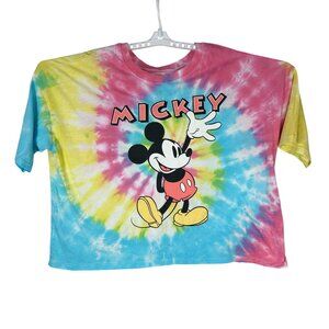 Disney Mickey Mouse Tie-Dye Short Sleeve T-Shirt XXL Cotton/Polyester Multicolor